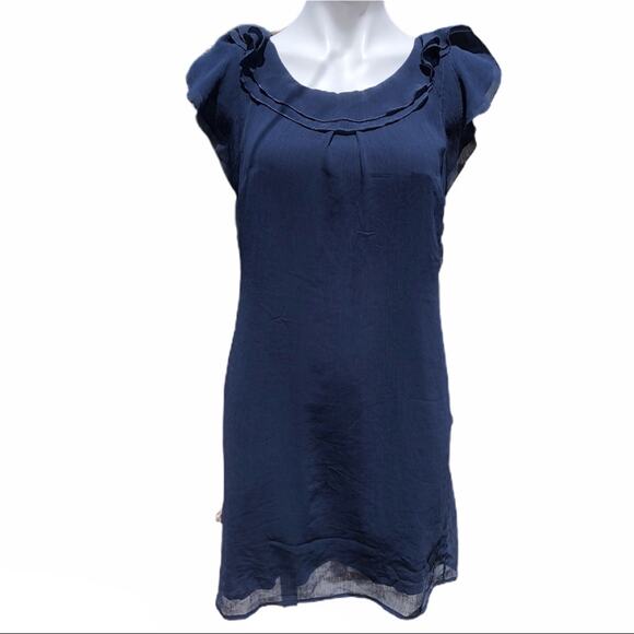 Esprit de corps navy blue dress tie in back ruffle size 4 - Picture 1 of 9